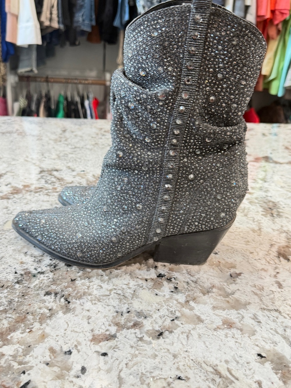 Jessica Simpson Women's Sparkle Pointed-Toe Boots - Silver - Picture 3 of 7